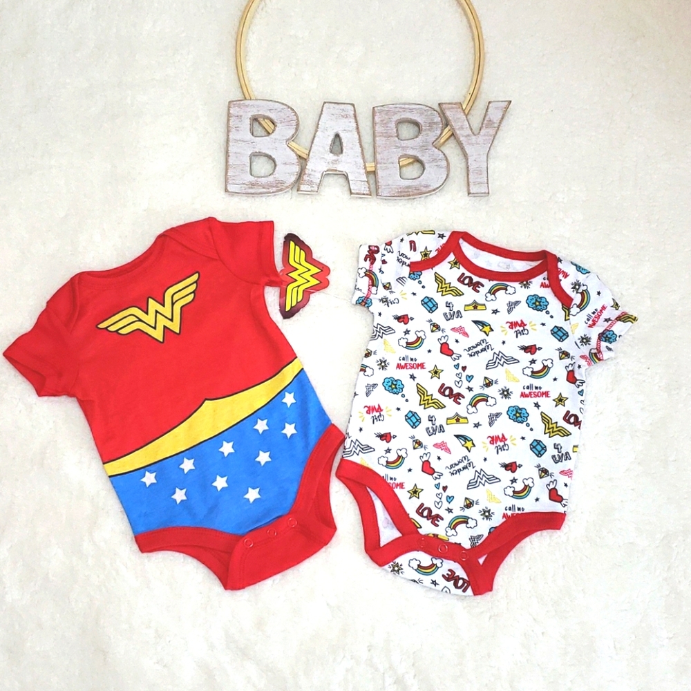 Wonder Woman Set of 2 Newborn Onesies